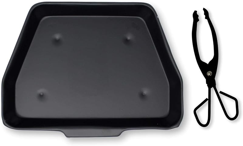 Thorness Black Metal Ash Pan 28cm Wide with Lightweight Coal Log Tongs