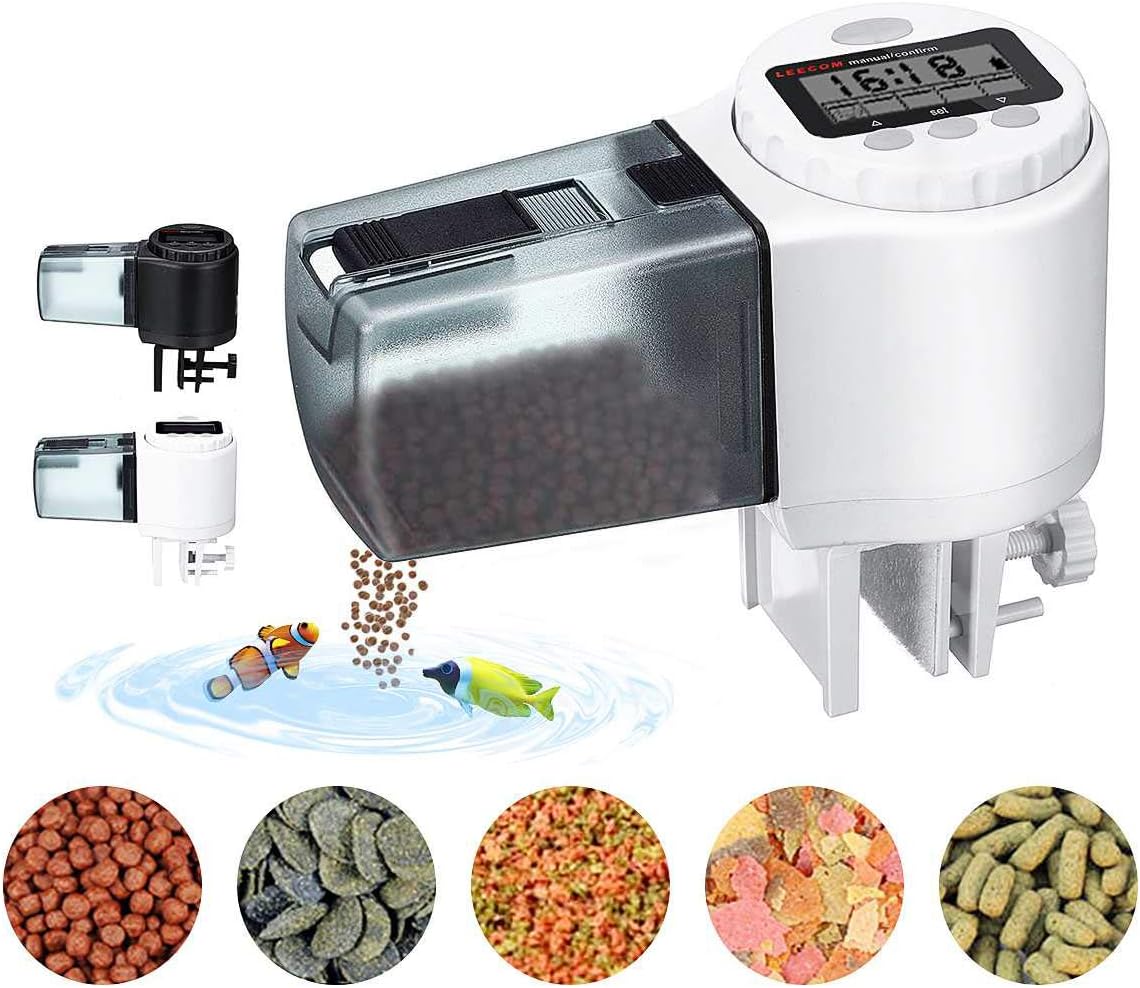 Amazon Com Automatic Fish Feeder Auto Turtle Feeder Fish Food Dispenser For Aquarium Fish Turtle Tank Auto And Manual Feeding White Home Kitchen