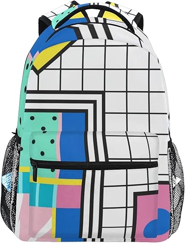 Amazon 通学 リュック メンフィスカラフルなコラージュ 柄 メンズ レディース おしゃれ リュックサック 高校生 アウトドア 旅行 軽量 人気 男女兼用 Ryuji レディース