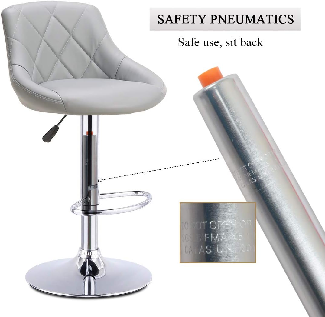 Wonderlife Bar Stools Breakfast Kitchen Pub Chair With Adjustable Swivel Gas Lift Chrome Footrest And Base For Breakfast Bar Counter Kitchen Grey Amazon Co Uk Kitchen Home