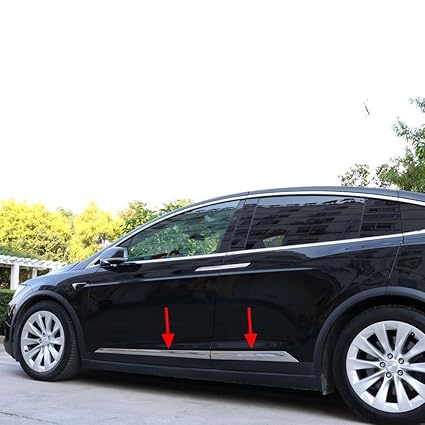 Ninte Side Trim Strip Molding Covers For Tesla Model X 2016 2018 Custom Fit Triple Chrome Abs4 Pcs