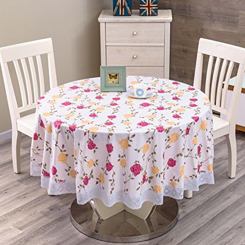 RUOYOU Waterproof Table cloth,Oil-proof Tablecloths Pvc Round Table cover Plastic Table linen Thicken Table mats For Home Restaurants-C diameter134cm(53inch)