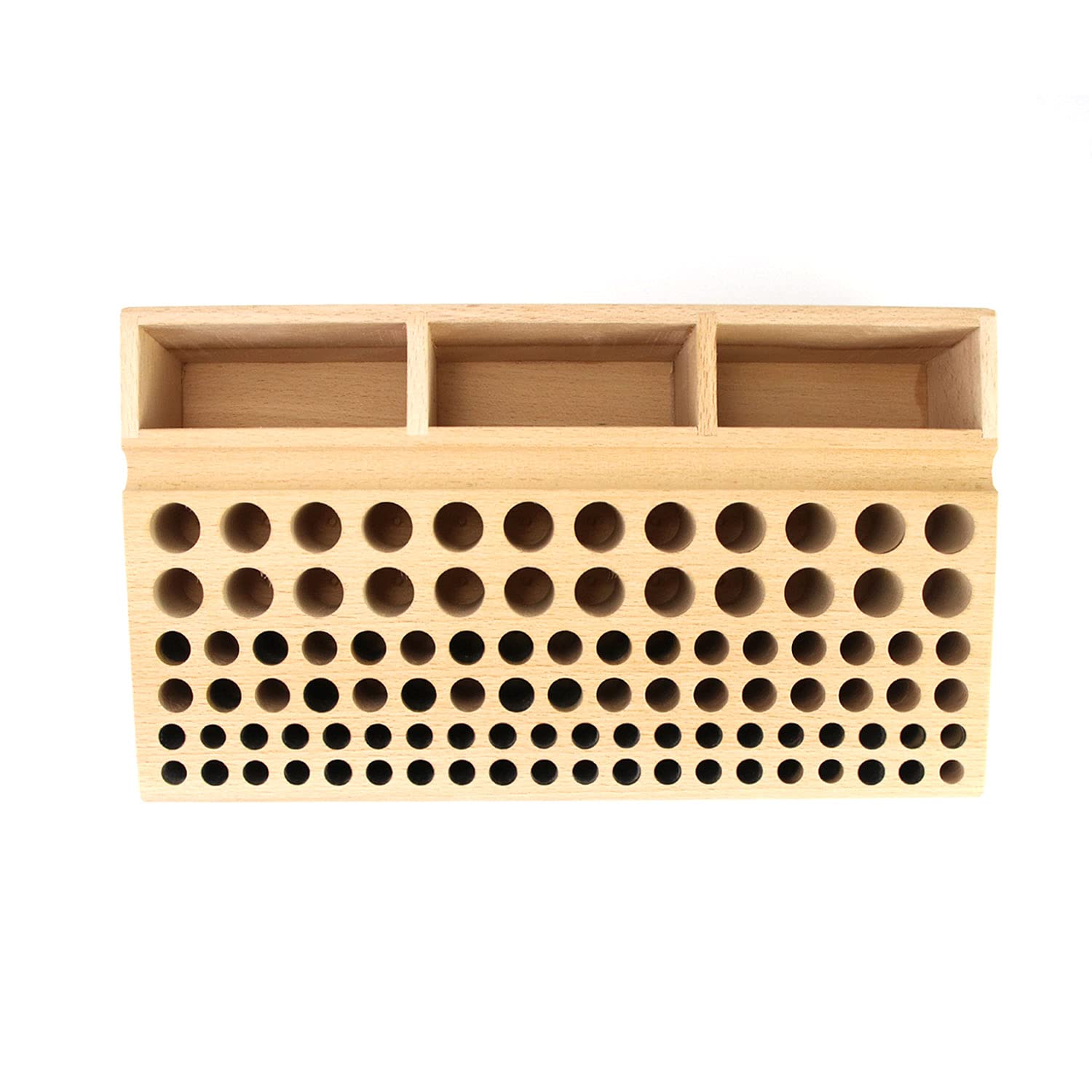 QWORK Leather Working Tool Holder, 98 Holes Wooden Leathercraft Tool Rack Stand Organizer with 3 Slots, Making Punch Tools Storage