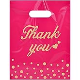YGSEPCC Thank You Bags for Business Small Shopping Bags 100 Pack, 9" x 12" Plastic Merchandise Gifts Bag for Packaging Products, Retail Boutique for Wholesale Clothes Stores, Polka Dot, Pink