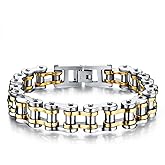SeiMios Men's Bracelet Stainless Steel Motorcycle Bike Chain Bracelet Polished 8 Inches