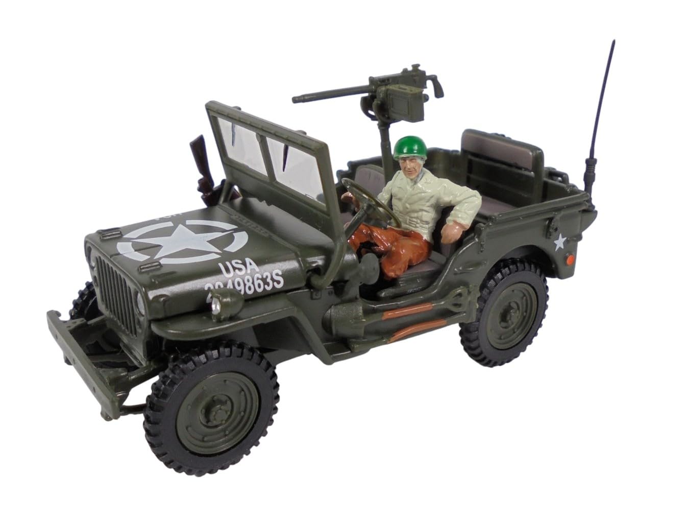 OPO 10 - Model car compatible with JEEP WILLYS US ARMY WITH DRIVER AND MACHINE GUN 1/43 CARARAMA - 813018