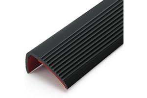 Taaizau Stair Anti Slip Nosing, Self-Adhesive Vinyl Edging Strip, Flexible PVC Rubber Treads Edge Trim for Outdoor & Indoor Uses (16.4ft, Black)