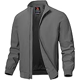 TBMPOY Mens Lightweight Jackets Light Windbreaker Full Zip Casual Work Jacket Golf Business Fall Track Coat with Pockets