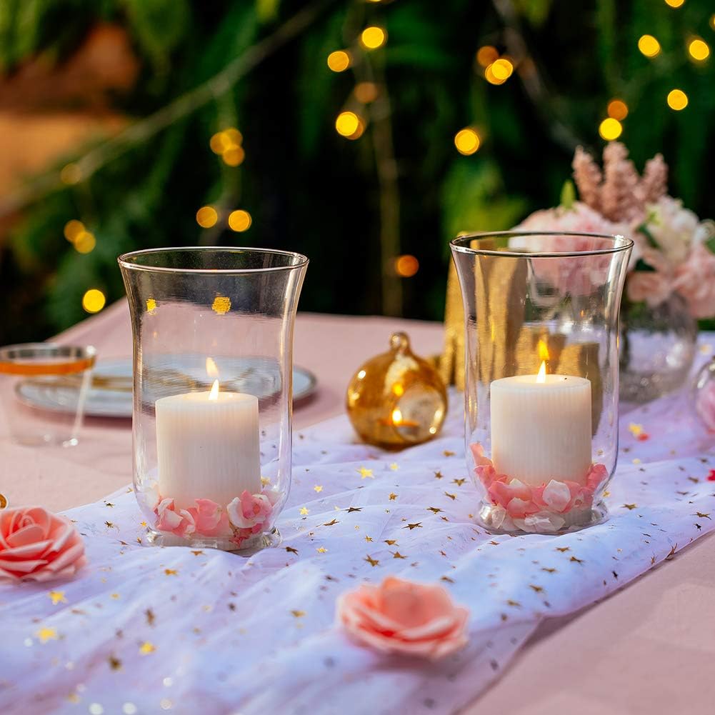 Glass Pillar Candle Holders 2 Pcs Hurricane Candle Holder for diameter 80 x 150mm Candles - Image 4