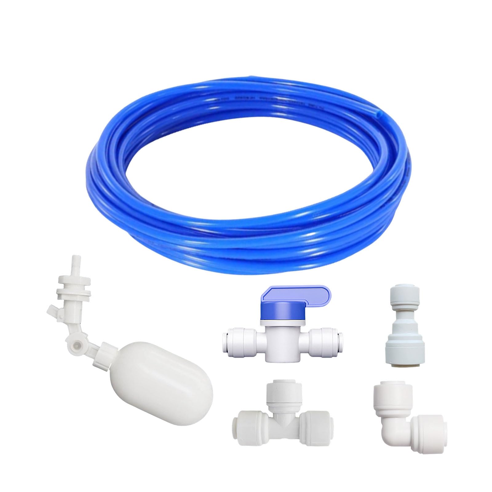 Photo 1 of 1/4 inch Tube Float Valve Kit for RO Water Reverse Osmosis System water filter ball float valve Water Float Ball Valve ? 4 connectors + 1 PTEF tape + 15 feet Blue Hose Tube)