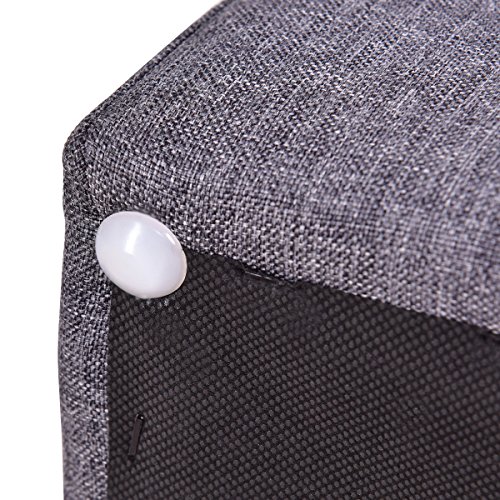 Ottoman Storage Box Square Foot Stool Footstools Seat Wood Frame Footrest Linen Gray - Thumbnail 4