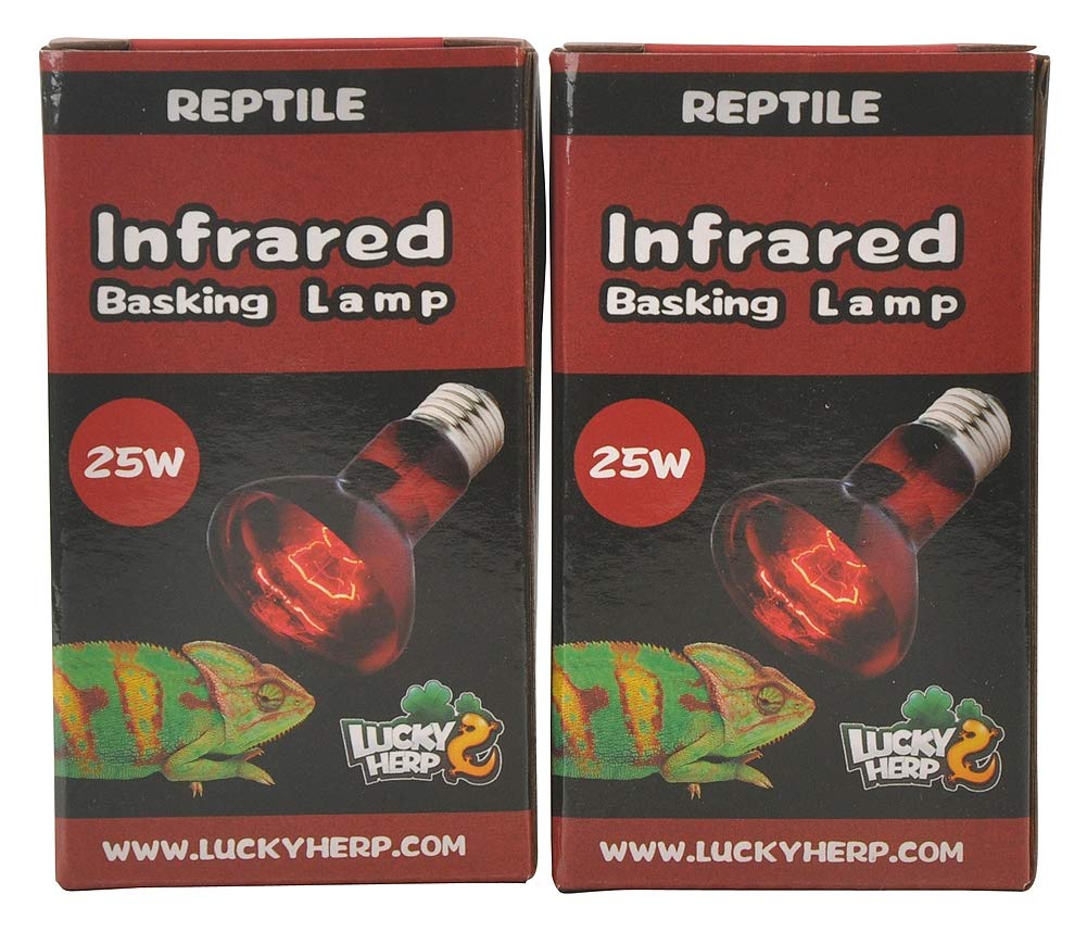 LUCKY HERP Reptile Infrared Basking Bulb Heat Lamp,2-Pack,E27,Screw Thread (25, Watts)