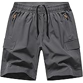 HONCAN Boys Cargo Shorts, Outdoor Quick Dry Hiking Shorts, Lightweight Athletic Short with Zipper Pockets