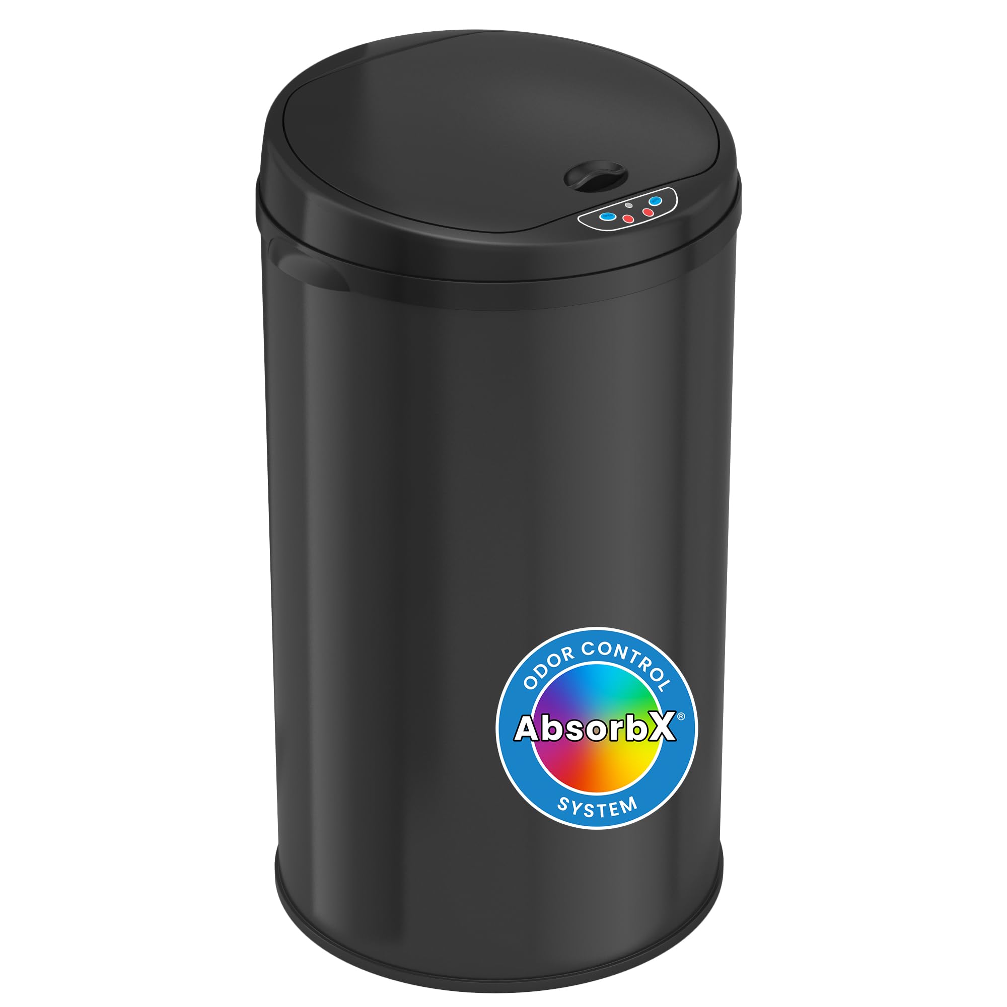 Photo 1 of **UNTESTED & missing the cord**
iTouchless 8 Gallon Touchless Sensor Trash Can with Odor Filter System, 30 Liter Round Black Steel Garbage Bin, Perfect for Home, Kitchen, Office