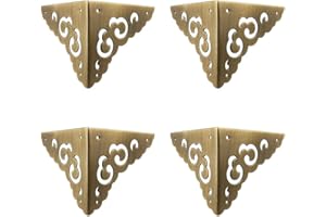 Tiazza 4Pcs Antique Brass Hollow Cloud Pattern Two Sides Corner Protectors Vintage Furniture Desk Edge Wooden Jewelry Gift Box Cabinet Corner Guard (Antique Bronze)