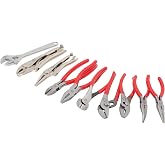 Steelman 10-piece Pliers Set, Slip Joint, Long Nose, Diagonal Cutter, Groove Joint, Linesman, Mini Long Nose, Locking Pliers, and Adjustable Wrench