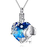 VONALA Elephant Necklace Sterling Silver Elephant Dragonfly Hummingbird Urn Necklace Heart Crystal Pendant Necklaces Animal Insect Bird Jewelry Gifts for Women