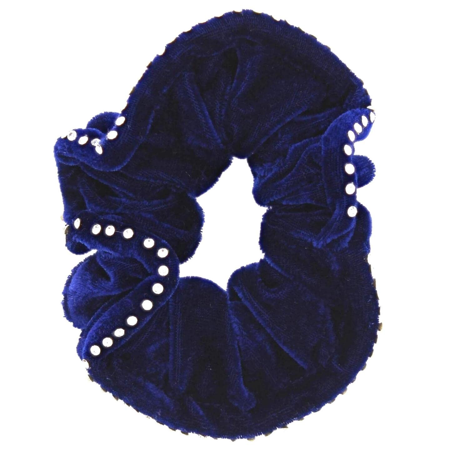 Topkids Accessories Large Luxury Velvet Scrunchie Diamante Stone Edged Sparkly Crystal Scrunchie Luxury Hair Bobbles Hair Scrunchies For Girls, Women, Ladies (Royal Blue)