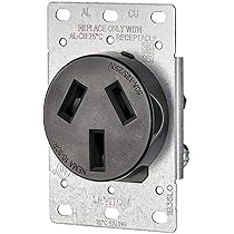 Airmont NEMA 14-50R Outlet Kit – 50 Amp Receptacle, Steel Box, & Cover Plate For EV Charging, RV Hookup, Dryer, Or Range (Choose White Or Stainless Steel)