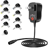 Belker 12W Universal 3V 4.5V 5V 6V 7.5V 9V 12V AC DC Adapter with 8 Tips | Power Supply for Household Electronics Mp3 Routers TV Boxes LCD Tablets CCTV IP Cameras - 1000mA Max