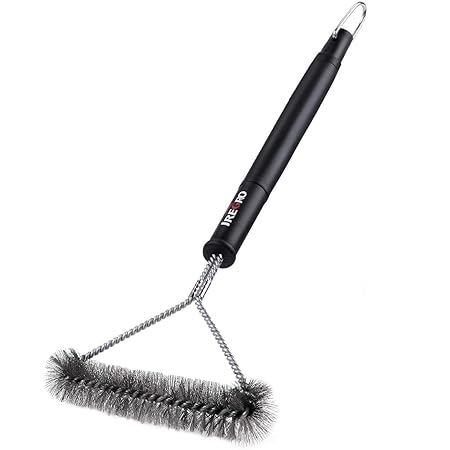 IREGRO Grillbürste Dreiseitige Edelstahl Borsten BBQ Grill Bürste Grillzubehör für Holzkohle Gas Elektro-Grill