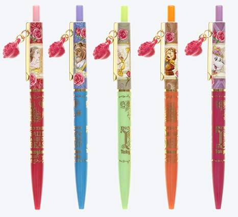 Amazon Co Jp 美女と野獣 ボールペン 5本セット ローズのチャーム付き 文房具 ディズニーランド 東京ディズニーリゾート Tdr 新エリア ニューファンタジーランド おもちゃ