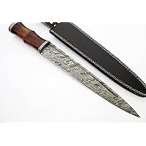 REG-2197 - Custom Handmade Damascus Steel 17 Inches Dirk Blade Knife - Perfect Grip Rose Wood Handle