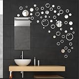 Xemz 58PCS Acrylic Bubble Mirror Wall Stickers Round Circle Plastic Tiles Home view 6