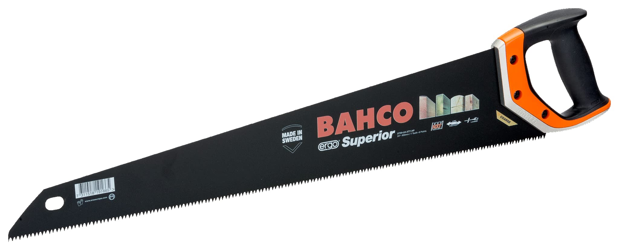 Bahco 2700-24-XT7-HP Superior Handsaw, 7 tpi, 600mm Length
