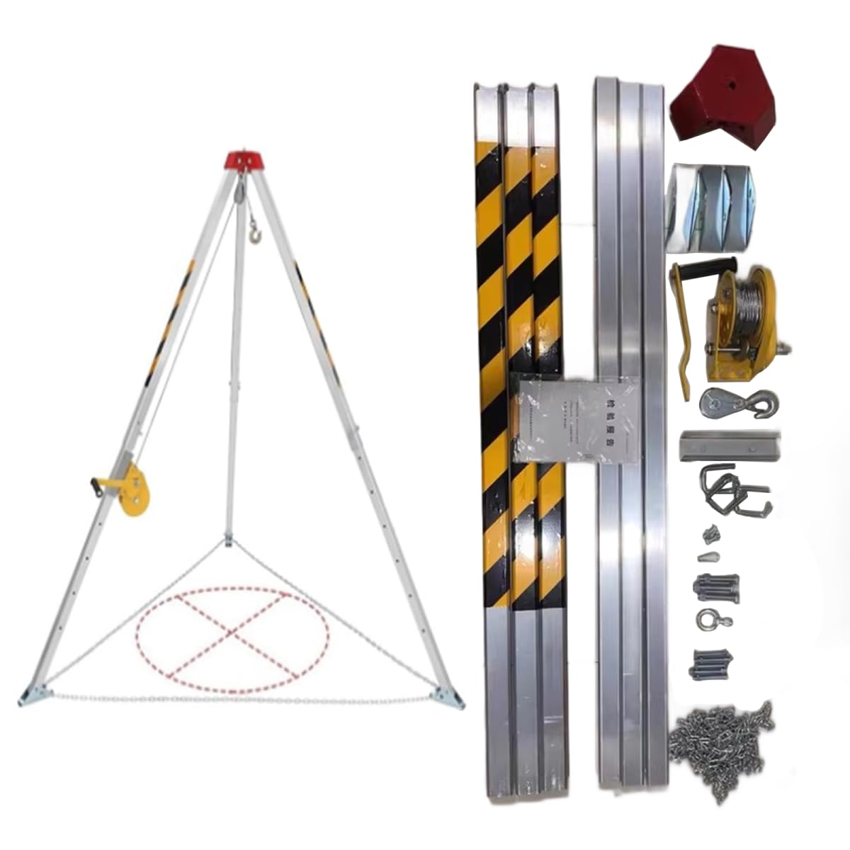 thumbnail image 2 of Industrial Rescue Tripod - 1200LBS Capacity Aluminum Hoist With Self-Locking System For Confined Space 2 of 13