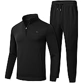 MoFiz Men's Tracksuit 2 Piece Sweatsuit Track Suit 1/4 Zip Long Sleeve Tops Jogging Pants Casual Outfits For Men