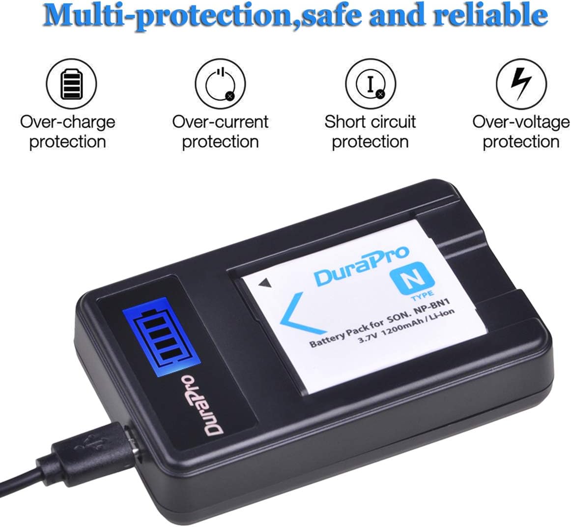 DuraPro Rapid LCD USB Charger for Sony NP-BN1 Cyber-shot DSC-QX10 DSC-QX30 DSC-QX100 DSC-TF1 DSC-TX10 DSC-TX20 DSC-TX30 DSC-W530 DSC-W570 DSC-W650 DSC-W800 DSC-W830 - Image 4