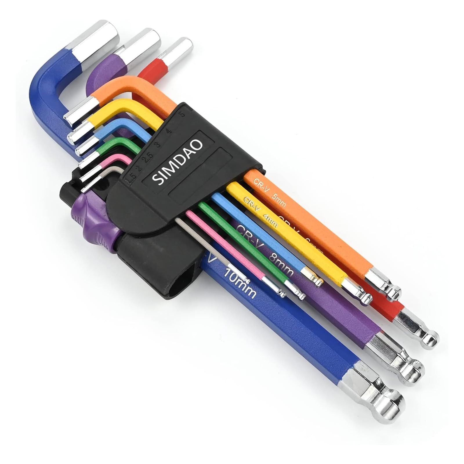 SIMDAO Metric Hex Key Set, 9Pcs Allen Key Set 1.5-10mm, Anti-Slip Long Ball End Hex Wrench Set, for Disassembly and Maintenance of Mechanical Equipment Vehicles, with Color Coding - Imperial…