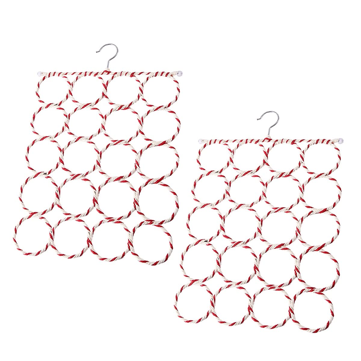 2 pcs Scarf Hanger, DBAILY 20 Ring Scarf Ties Belts Organizer Shawl Storage Hanger Wardrobe Organizer Hooks Hanging Scarf Hijab Tie Organiser for Home Bedroom Bathroom Living Room