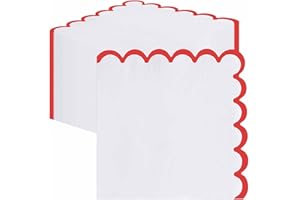 SIETDESEO 50 Pieces 3-ply Red Scalloped Napkins Folded 5 x 5 Inches Disposable Paper Napkin Cocktail Napkins for Dinner Wedding Birthday Party