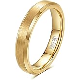VQYSKO 4mm 6mm 8mm Tungsten Ring for Men Woman Wedding Band Engagement Ring Width | Silver Beveled Edges Matte Brushed Finish Comfort Fit | Size 5-12