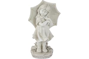 Northlight 18" Solar LED Lighted Girl with Umbrella Outdoor Garden Statue