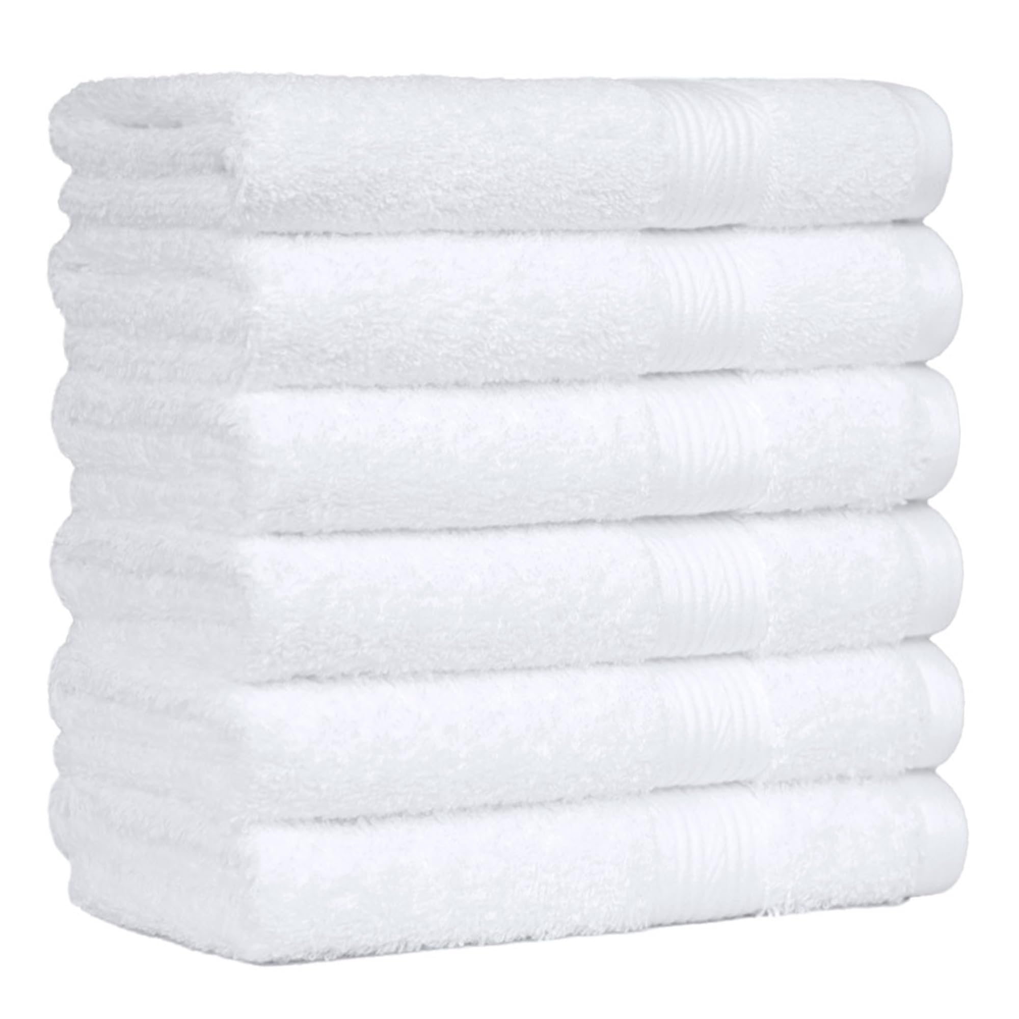 Photo 1 of Amazon Basics 6 Piece hand towels for bathroom, Fade Resistant 100% Cotton Hand Towels, soft absorbent bathroom hand towels 6 - Pack (26''x16''), White