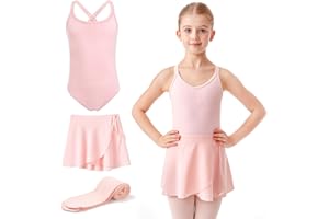 HiDance Ballet Leotards with Dance Skirt and Ballet Tights for Girls Toddler Dance Dress Outfit Combo