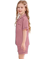 SWOMOG Kids Silky Satin Pajamas Set Girls Boys