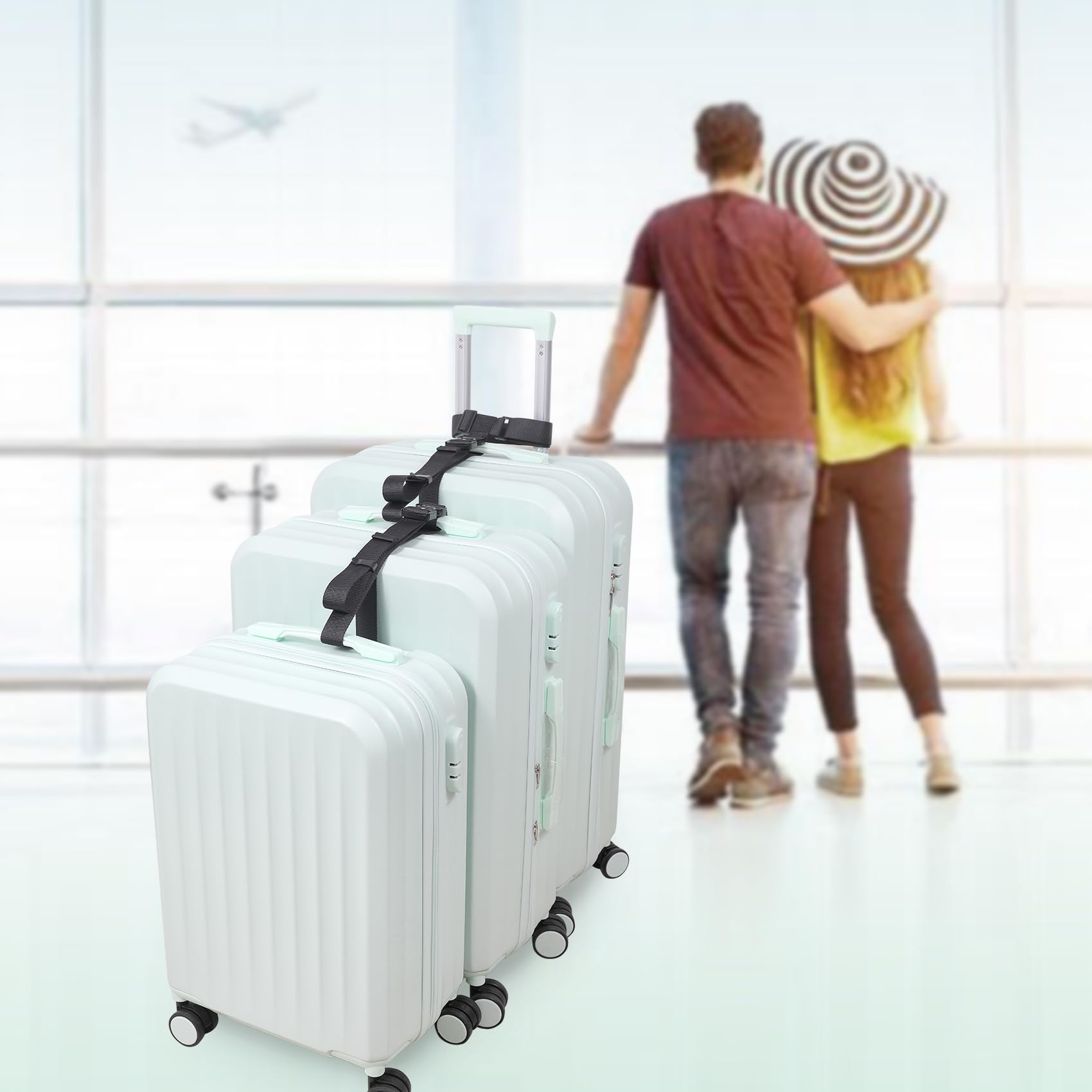 Vigorport Vigorport Luggage Straps, Straps for Suitcase, Add A Bag Adjustable Attachment Accessories for Connect Your 3 Luggage Together(1.25'' Width M Size)