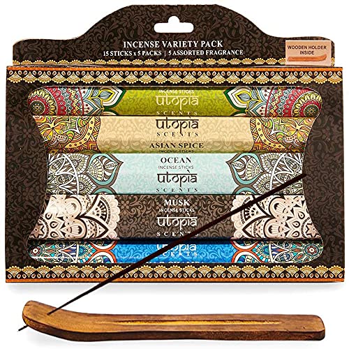 Utopia Scents Premium Natural Incense Sticks Variety Pack 75 Scented