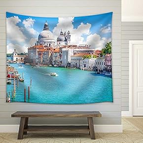 Grand Canal with Basilica Di Santa Maria Della Salute, Venice, Italy - Fabric Wall Tapestry Home Decor - 51x60 inches