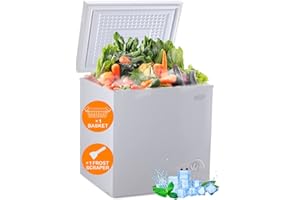 Krib Bling 5.0 Cu.Ft Deep Compact Freezer with a Removable Basket,Chest Freezer with 7 Gears Temperature Control(-16°F to -48°F), for House, Kitchen, Garage, Basement, Shop, White