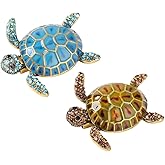 SHIDXIB 2Pcs Vintage Enamel Turtle Brooch Artificial Diamond Animal Pin Clothing Accessories