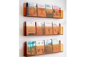 Acrylic Shelves, Wall Mounted Floating Bookshelf, Bathroom Storage Shelves(Orange,80cm/31.5in)