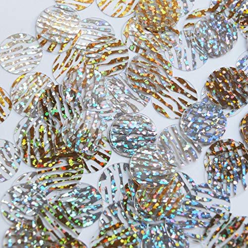 Round Flat Sequin 18mm Top Hole Gold Tiger Stripe Transparent Hologram Glitter Sparkle. Couture Paillettes. Made in USA