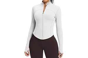 colorskin Women's Lightweight Zip Up Workout Jackets Yoga Cropped Running Gym Track Athletic Jacket with Thumb Holes