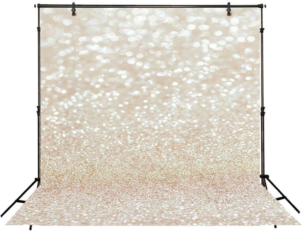 MMPTn 8X8ft Vinyl Ivory Gold Bokeh Photography Backdrop Golden Spots Shinning Sparkle (Not Glitter) Sand Scale Halo Still Life Golden Background Newborn Baby Birthday Portrait Photo Studio booth Props
