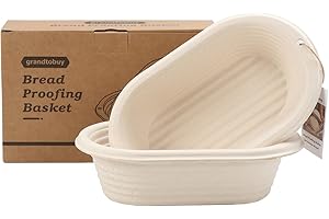 2 x 10inch/25cm Oval Sourdough Banneton Pulp Bread Proofing Basket with 2pcs Linen Liners Covers for Professional and Homemad